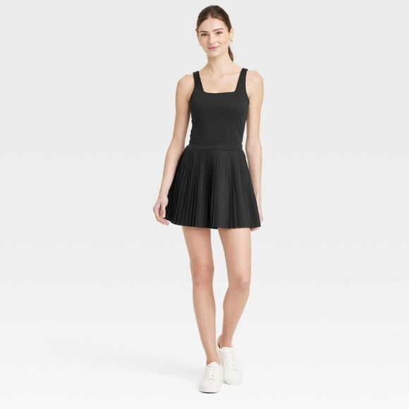Open Box - All In Motion - Women's Pleated Active Dress - All In M Black - Picture 1 of 4